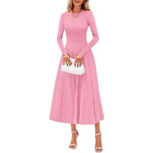 PRETTYGARDEN Womens Sweater Dress 2026 Long Sleeve Elegant Knit A Line Fall Wedding Guest Cocktail Midi Winter Dresses, S