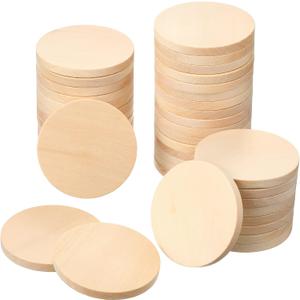 50 PCS 2 Inch Natural Slices - 0.2 Inch Thick Wood Blank Round Wood Discs for DIY Crafts Projects