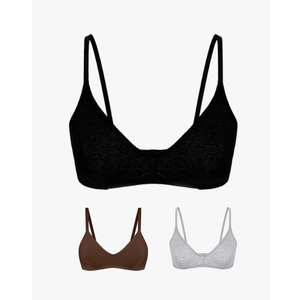 Women's Cotton Bralette Seamless Wireless Bra - Soft Unlined Comfort Bra for Sleeping, Everyday Wear
Color: Black+gray+coffee, Size: L