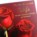 2 x Wife Birthday Card happy birthday - Double-layer card, Design with Gold Foil text, with envelope and Envelope sticker Heartfelt Message（5.6 x 8.1”）