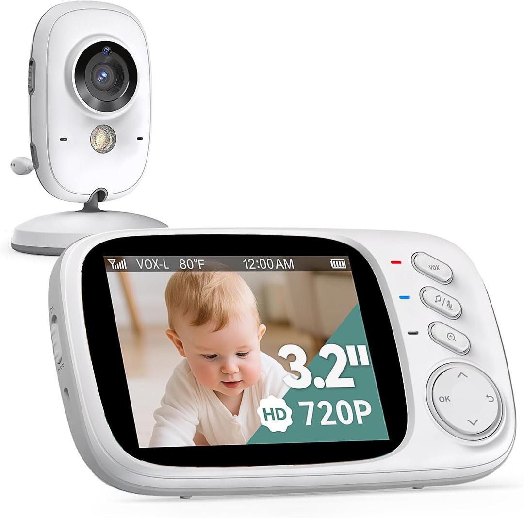 Baby Monitor with Camera and Audio,Lag-Free Connection,Plug & Play,IPS Screen,HD Camera,Night Vision, 2-Way Talk,8 Lullabies,1000ft Range,Portable Baby Monitor,2025 Parents' Trusted Choice