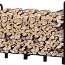 8Ft Firewood Rack Adjustable Fireplace Wood Holder for Outdoor Indoor Storage Log-Heavy Duty Fire Log Lumber Stand Stacker, Black