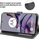 Compatible with Motorola Moto G53 5G/G13/G23 Wallet Case Tempered Glass Screen Protector and Leather Flip Cover Card Holder Stand Cell Accessories Phone Cases for G 13 23 4G 53G 53 Women Men Black