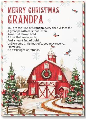 Pack of 10 BlinkWishes Christmas Card for Grandpa, Grandfather Merry Christmas Greeting Card with Envelope and Seal, Christmas Gift for Grandpa from Granddaughter, Grandson, Kids