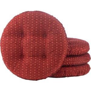 Klear Vu Raindrops The Gripper Non-Slip Tufted Barstool Cushion, Round Barstool Cover for Dining Rooms, Cafes, Bars and Restaurants, 14", 4 Pack, Red