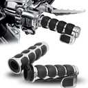 DREAMIZER Universal Motorcycle Hand Grips with Black Non-Slip Rubber for Harley Honda Yamaha Suzuki Kawasaki (1" (25mm), Chrome#1)
