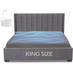 Fitted Grounding Sheets King Size Improved Sleep, Grounding Blanket Sleeping Aid, Grounding Bed Sheets Conductive Pad Silver Fiber with Ground to Earth Cable (Grey, King 78"X80"X15")