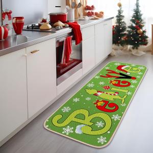 Christmas Kitchen Rugs and Mats Set of 2, Christmas Indoor Floor Mats Non-Slip Kitchen Mat Door Mat Runner Rug for Kitchen Home Christmas Decor 17" x 47"+17" x 29"