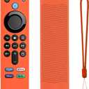 TVstick Remote Cover for Firtvstick 4K Max 3rd Gen 2021,Silicone Protective Case Compatible with Firtv4k TV Stick Alexa Voice Remote Control with Lanyards,Anti-Slip,Shockproof (Orange)
