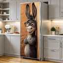 Donkey Refrigerator Wrap Peel and Stick, Funny Animal Fridge Door Sticker, Removable Waterproof Self Adhesive Vinyl Refrigerator Wrap Cover, Kitchen Appliance Decor 23.6 x 70.9 Inch