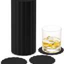 Disposable Linen-Feel Black Coasters for Drinks, 3.5 Inch Round Paper Coasters for Bar, Cocktail, Beverage, Wine Or Event, 500 Pack Bulk