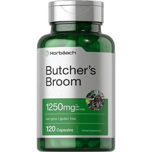 Horbaach Butchers Broom Capsules | 120 Count | Non-GMO, Gluten Free | Traditional Herb Root Extract Supplement BBD: 04/2028