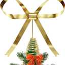 HMASYO Christmas Tree Topper Bow, 10.5 Inch Large Gold Metal Bow Tree Topper with Spiral Base for Holiday Xmas Party Christmas Tree Top Decorations (Gold)