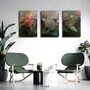 Oulores 3 Piece Hummingbird Canvas Wall Art Vintage Style Foral Bird Wall Decor Paintings Green Hummingbird Picture Prints Home Decor for Living Room Bedroom Office 16 * 24 in（Canvas