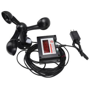Alarm Anemometer, Tower Crane Wind Speed Meter Power Failure Memory Function Aluminum Alloy Main Body High Accuracy 3 Fan Blades for