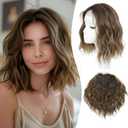 MORICHY 10 Inch Short Wavy Hair Topper for Women, Lightweight & Breathable Wiglet for Thinning Hair with 6.5"x6.5" Base, Instantly Adds Volume and Coverage (Dirty Brown with dark root)