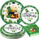 St Patricks Day Plates and Napkins Sets - Green St Patricks Day Disposable Plates for Party Supplies - Serves 25 - For Saint Day Party Decorations