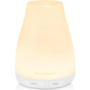 InnoGear Essential Oil Diffuser, Ultrasonic Diffusers for Home Aromatherapy Humidifier for Bedroom Room 7 Colors LED 2 Mist Mode Auto Off, Basic White