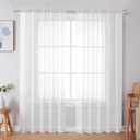 Simplebrand White Sheer Curtains, 72" Length, 2 Panels Set - Light Filtering, Rod Pocket Window Curtains for Bedroom (White, 59" W x 72" L)
