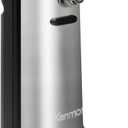 Kenmore 3 in 1 Electric Can Opener Hands Free One Touch Built In Knife Sharpener Bottle Opener Auto Shut Off Easy Clean Cord Storage Silver Stainless Steel