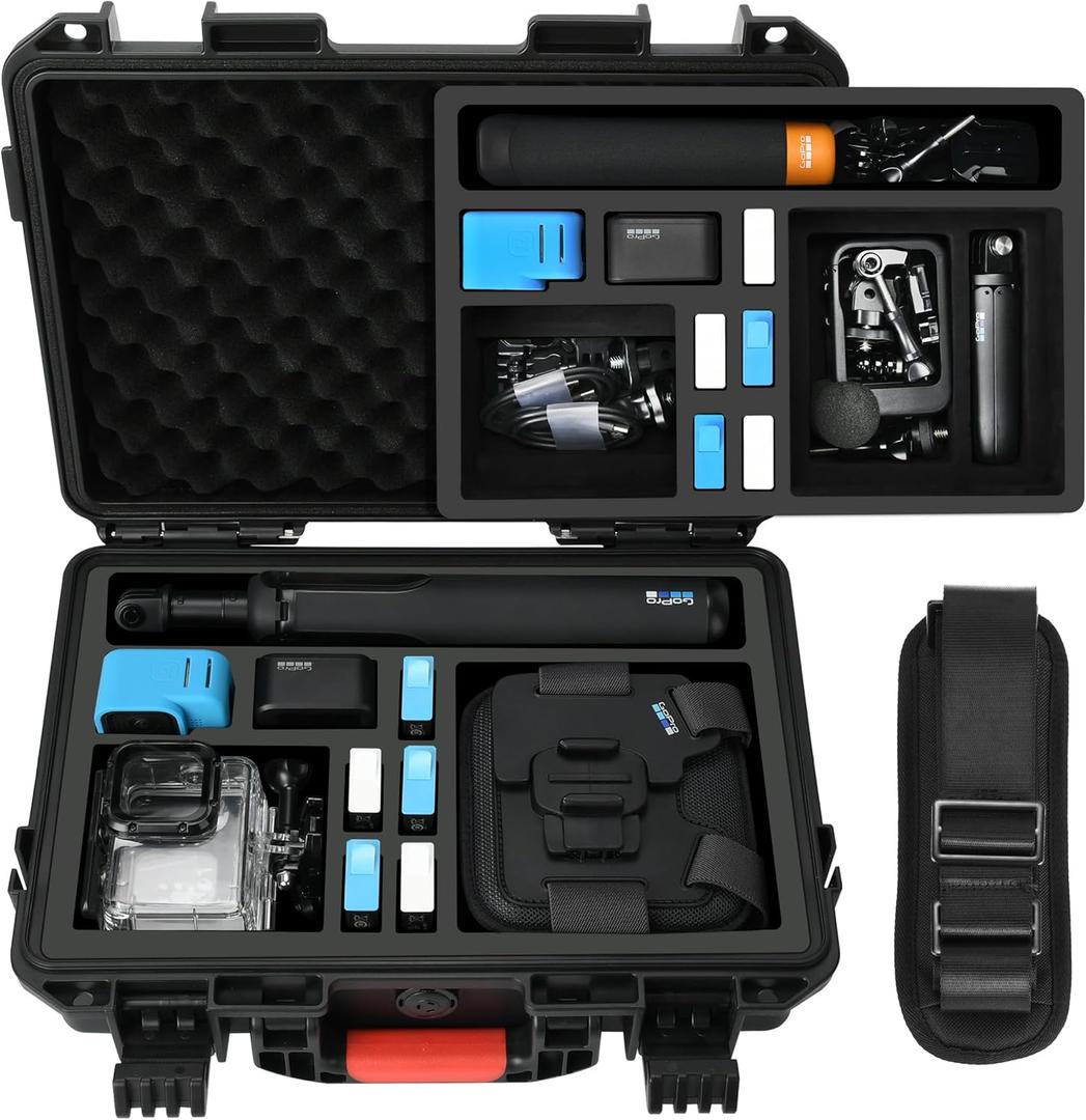 YETEETH Case Organizer for GoPro Hero 12, Waterproof Hard Shell Travel Storage Carrying Case for Gopro Hero 12/11/10/9/8/Media Mod/Volta/Creator Edition/Action Camera and Other Accessories, YE-GO1