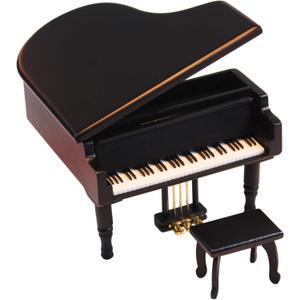 ANGEL MELODY Wooden Grand Piano Music Box Mechanism with Bench and Metal Pedal, Ring Storage Box Wind up You are My Sunshine Musical Boxes Birthday Gifts for Her, Kids, Daughter, Boys, Girls, (Black)