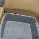 Amazon Basics Large Cat Litter Box with High Sides, Open Top for Easy Access, Includes Scoop with Storage, 19" x 15" x 11.75", Grey/Beige