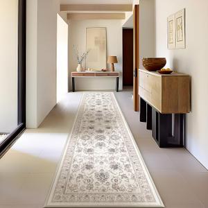 Phantoscope Hallway Runner Rug 2'x10'- Long Rug Runner Boho Washable Non-Slip Carpet for Kitchen Entryway Laundry Bedroom, Ultra-Thin Runners Vintage Distressed Accent Rug, Beige/Neutral