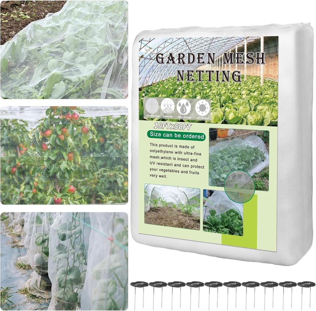 Garden Netting Plant Covers 10x50 Ft Net Ultra Fine Mesh Protection Netting for Vegetable Plants Fruits Flowers Crops Greenhouse Row Cover Raised Bed Barrier Mosquito Net Screen Protection Net Cover