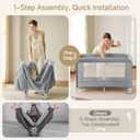 4 in 1 Baby Bassinet, Portable Bedside Crib Sleeper, Quickly Assembled Crib with Diaper Changer, Foldable Baby Playard with Mattress and Wheels for Newborn to Toddler, Grey