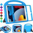 Kids Case for iPad 9th/ 8th/ 7th Generation - iPad 10.2 inch 2021/ 2020/ 2019 Case with Built-in Screen Protector, Durable Shockproof Handle Stand Kids Cover for Apple iPad 7/ 8/ 9 Gen, Blue