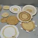 9PCS Boho Wall Baskets Set, Seagrass Rattan Wicker Basket Set, Round Handmade Hanging Basket Decor for Farmhouse Living Room Bedroom Display Table Kitchen Home (9pcs beige white tassel)