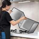 Splatter Guard for Frying Non-Stick 3 Sided Foldable Grease Splatter Screen Stainless Steel Backsplash Anti Splatter Shield Guard for Stove Screen Protector for Frying Stove Top Wall L ANGINORLD