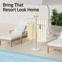KES Hot Tub Towel Rack Outdoor with 1.5X Heavier Natural Marble Weighted Base, Pool Towel Rack with 360 Adjustable Arms & Storage Tray, 18/8 Stainless Steel, Brushed Steel, OTR203-2