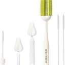 CAREBABYMORE 5-in-1 Baby Bottle Brush Kit, Silicone Bottle Brush for Baby Bottle and Breast Pumps, Sponge Nipple Brush with Replaceable Brush Head, Straw Brushes, Green