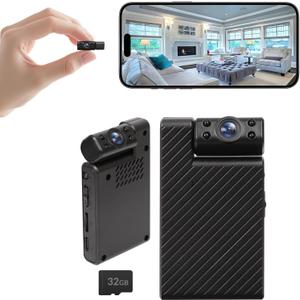 Mini Hidden Camera with 180 Rotating Lens  Ultra HD WiFi Spy Camera, Remote View, Motion Detection Phone App Control & Real-Time Alerts with 32GB SD Card, for Home/Baby/Pet/Nanny Monitor
