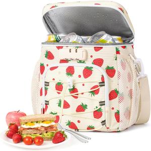 Lunch Bag with Combination Lock, Lunch Box for Men Women, Adjustable Shoulder Strap & Leakproof Soft Cooler for Commute, Travel & Gym (White)