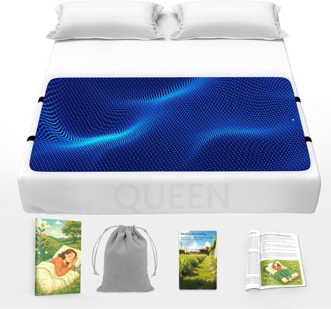 Grounding Mat for Bed Queen  Ultra-Thin 0.5mm Grounding Mat with Adjustable Straps, Eco PU Material, Center Conductive Port and Oriafield Technology for Better Rest and Relaxation (26.8 x 60.2 in)