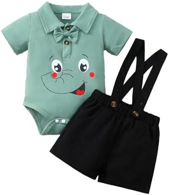 SUNNY PIGGY Toddler Boy Clothes Kid Summer Outfits Baby Button Dress Polo Shirt Romper Shorts Set 0-5T Beach Wedding Birthday Size 3-6 M