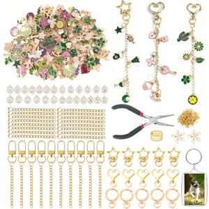 Kupor 342Pcs DIY Keychain Making Kit  25 Keychains, Storage Box & Instruction,Great for Crafting Bag Charms, Keychain Charms Ideal for Craft Lovers (Eco-Friendly Materials) & Gift Shoppers