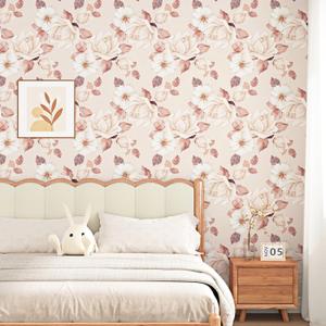 Pink Watercolor Rose Peel and Stick Wallpaper Self Adhesive Floral Wallpaper Removable Contact Paper for Bedroom Accent Walls Kitchen Backsplash Locker Decor Floral Princess Wall Decor Easy to Install (17.5" x 102")