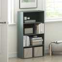 Furinno PASIR Book Shelf, 3-Tier Bookshelf, Storage Shelves Bookcase, 9.7 x 23.7 x 31.5, for Living Room, Bedroom, Home Office, Sage Green, 4-Tier, 9.4 x 23.6 x 42