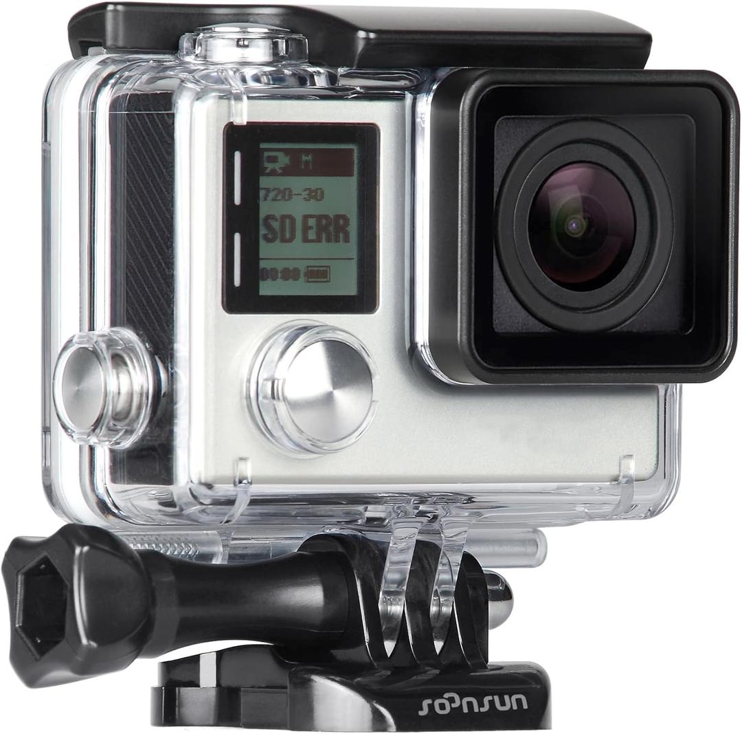 SOONSUN Standard Protective Waterproof Dive Housing Case for GoPro Hero 3/3+/4 Black Silver Camera - 40 Meters (131 Feet) Underwater Photography