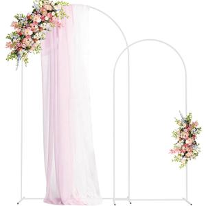 Fomcet Metal Arch Backdrop Stand Set of 2 White Wedding Arch 7.2ft, 6ft