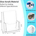 Acrylic Brochure Holder 8.5 x 5.5 Inch, 4 Pack, Bi-fold Flyer Desk Holder | Clear, Brochure Display Stands, for Pamphlets, Magazines, Leaflets, Literatures, Booklets, Countertop Organizer, Office