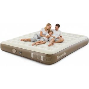 Naturehike Compact King Size Air Mattress with Built-in USB Rechargeable Pump, 992 lbs Max Support Inflatable Mattresses, Blow up Mattress Air Bed for Home, Camping, Guests, Travel (Brown)