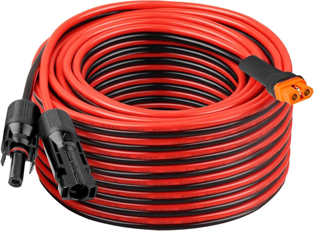 10AWG 50FT Solar to XT60i Extension Cable 3 6 10 35 50 75 100FT Heavy Duty Adapter Cable Connector XT60i Wire for Portable Power Station, Solar Panel, RV, Battery