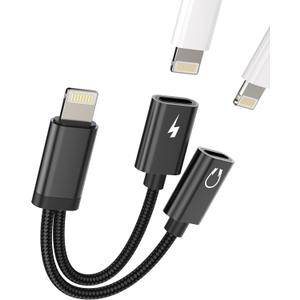 zoyuzan 128-ip-NLFX-2LDual Lightning Jack Adapter(2 in 1) iPhone Headphone Charger Cable Dongle Apple MFI Certified Earbud Aux Charging Cord Connector Audio Earphone Splitter for 14 13 12 11