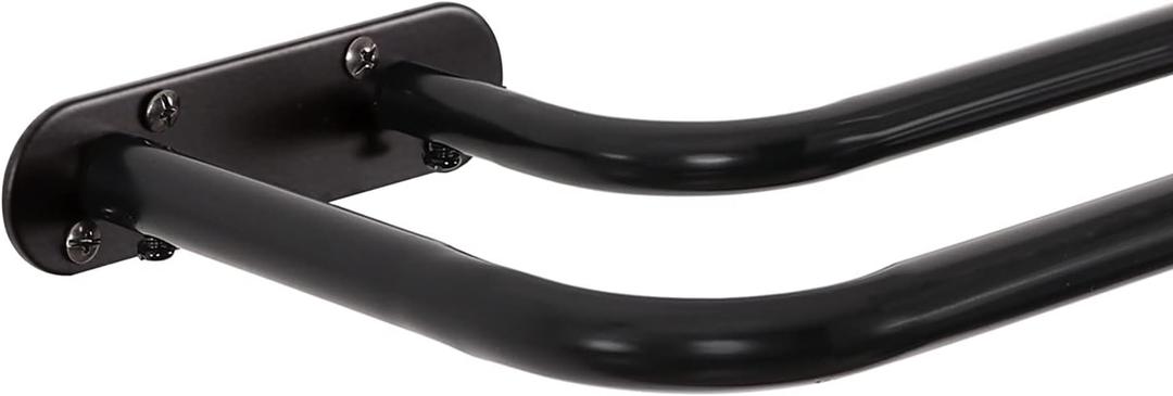 Double Curtain Rod Wrap Around Curtain Rods For Window 82 to 120 Inch Black Wrap Curtain Rod, Adjustable Length 82-120 Inch, Black