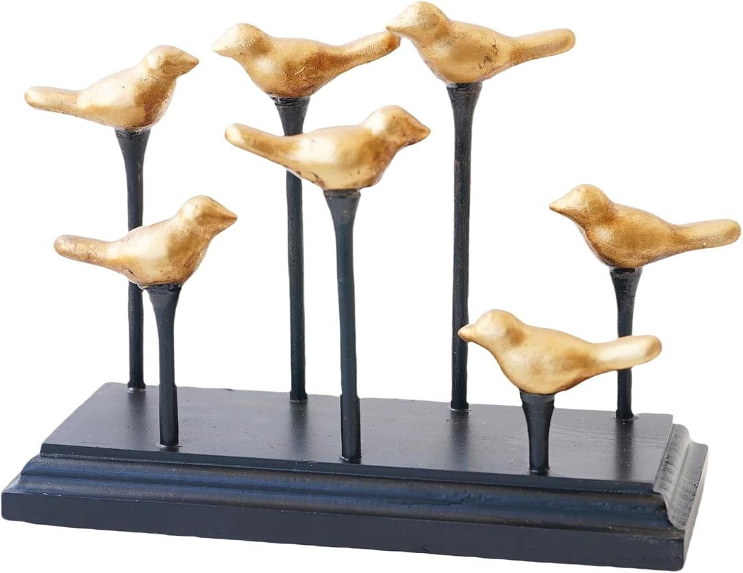 Wooden Base Golden Birds on Branch Vertical Decorative Napkin Holder